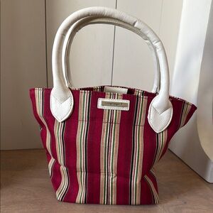 NEW! Longaberger Red Striped Petite Fabric Tote (2007)